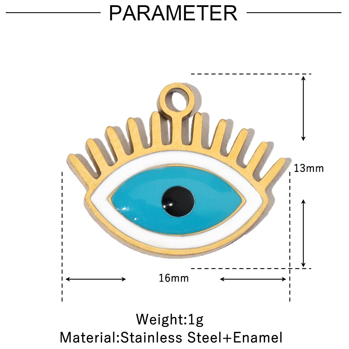 6pcs/pack Enamel Religious Hamsa Hand DIY Charms Heart Eye Neaclace Pendant Women Stainless Steel Waterdrop Earrings Making Jewelry