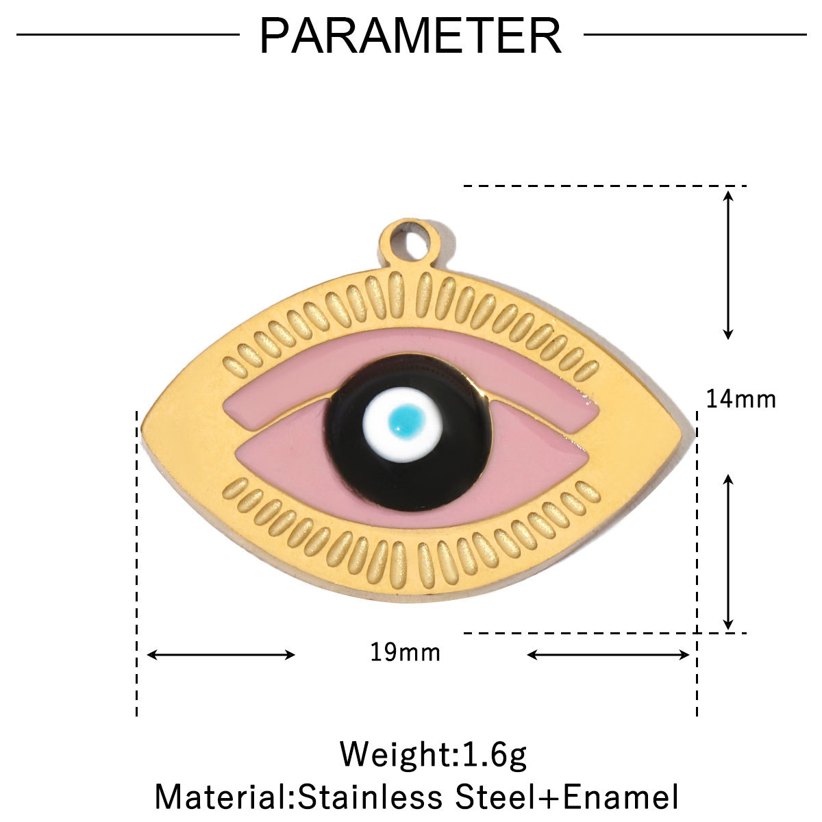 6pcs/pack Enamel Religious Hamsa Hand DIY Charms Heart Eye Neaclace Pendant Women Stainless Steel Waterdrop Earrings Making Jewelry
