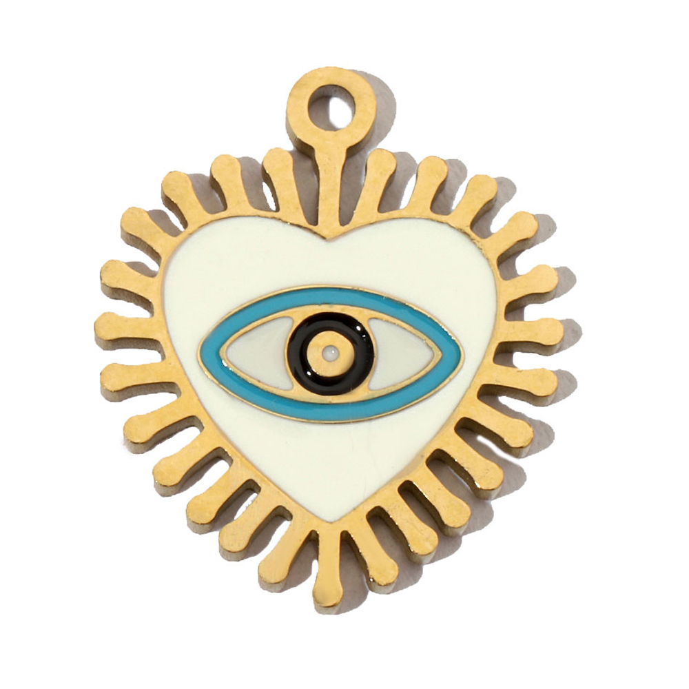 6pcs/pack Enamel Religious Hamsa Hand DIY Charms Heart Eye Neaclace Pendant Women Stainless Steel Waterdrop Earrings Making Jewelry