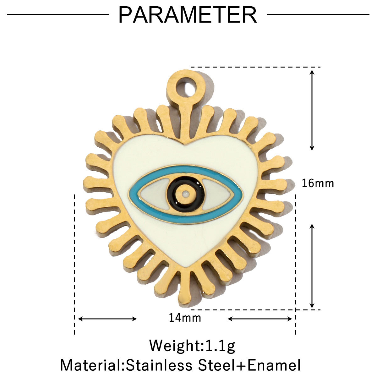6pcs/pack Enamel Religious Hamsa Hand DIY Charms Heart Eye Neaclace Pendant Women Stainless Steel Waterdrop Earrings Making Jewelry