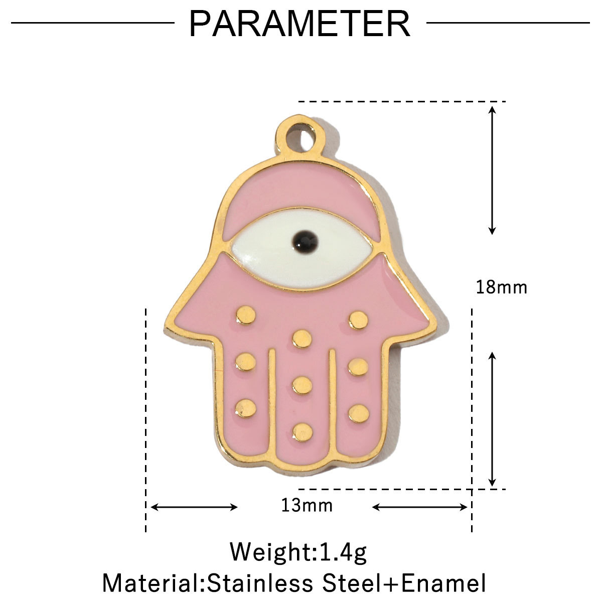 6pcs/pack Enamel Religious Hamsa Hand DIY Charms Heart Eye Neaclace Pendant Women Stainless Steel Waterdrop Earrings Making Jewelry