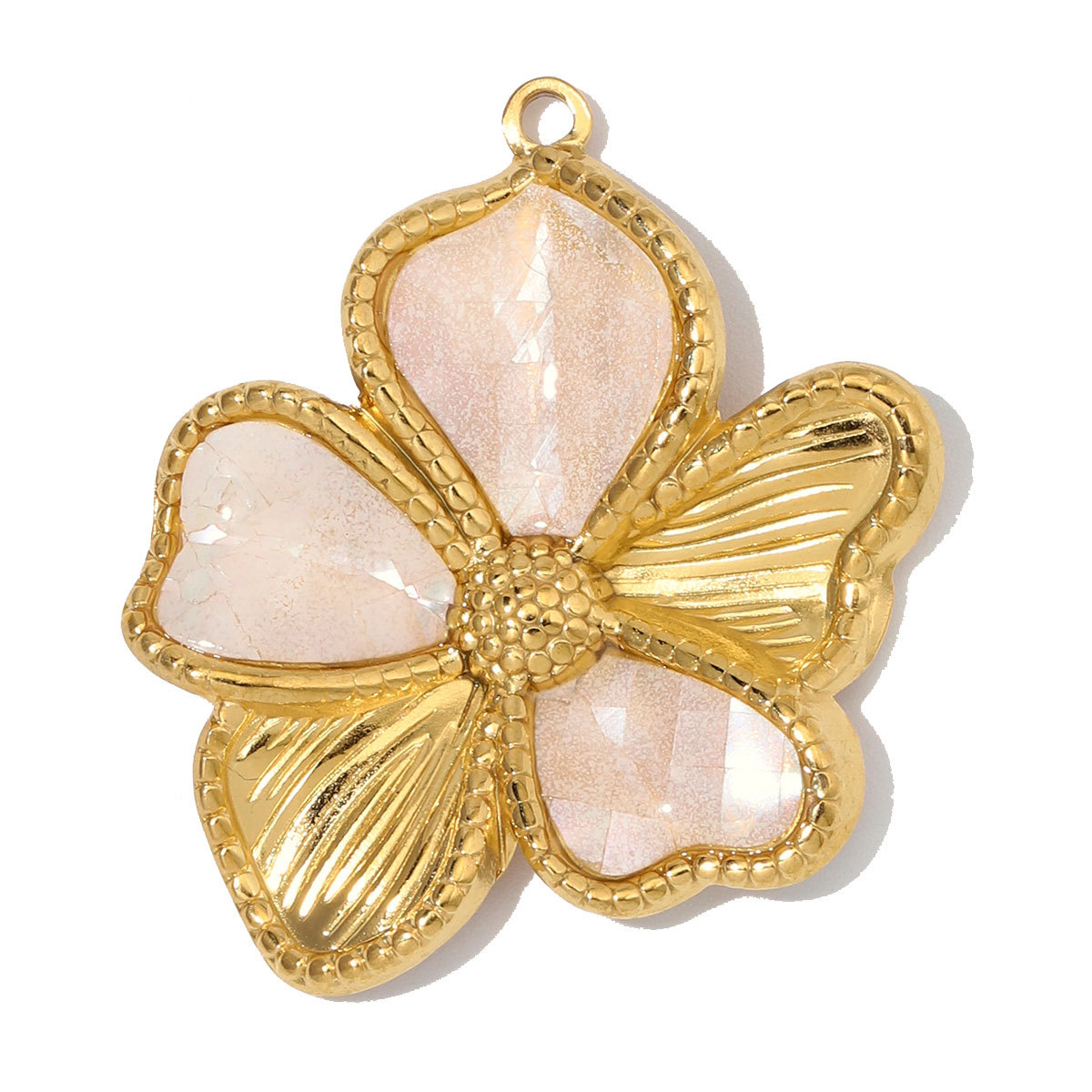 6pcs/Lot Stainless Steel Shell Waterdrop DIY Charms Natural Stone Heart Flower Suqare Necklace Pendant Woman Two Tone Conch Jewelry