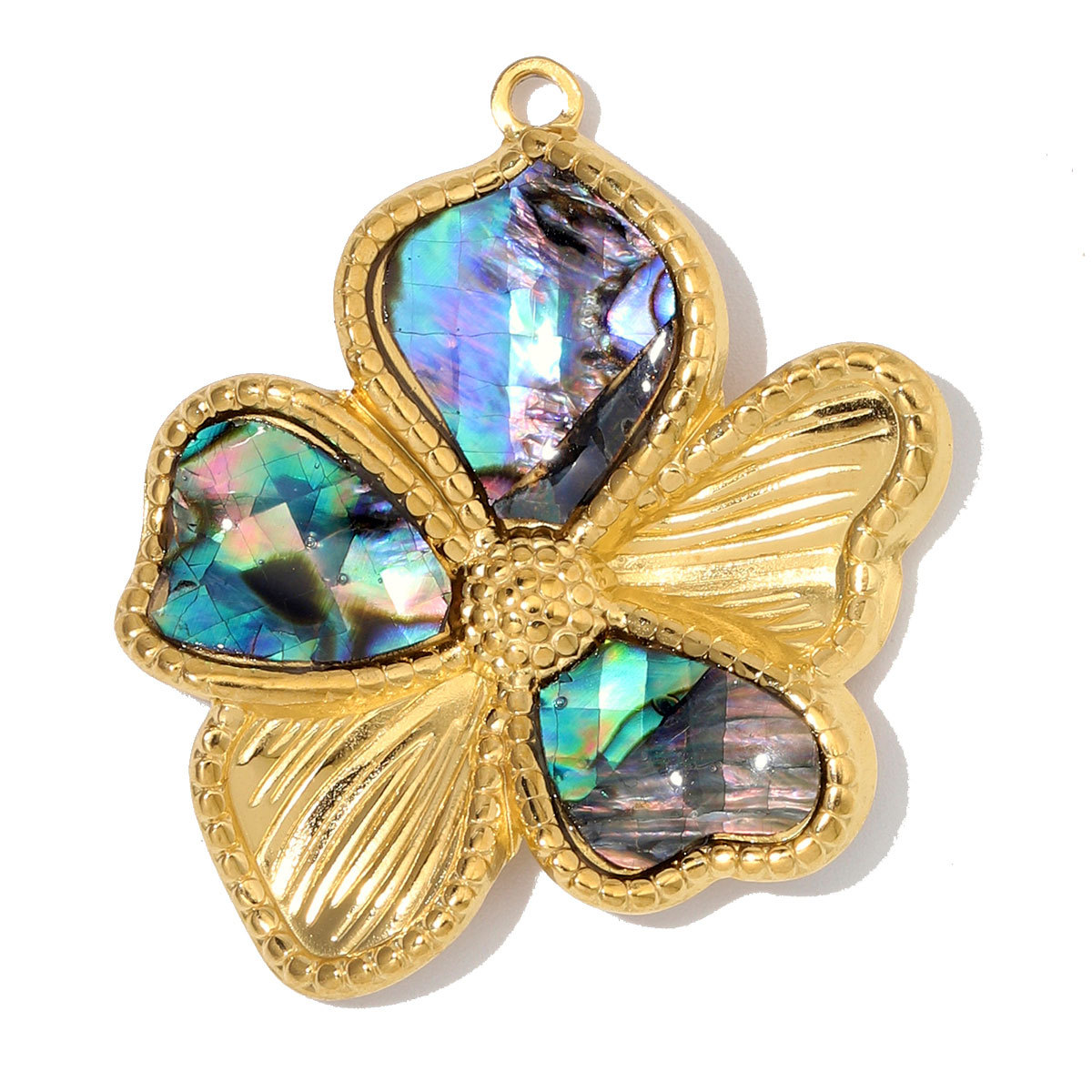 6pcs/Lot Stainless Steel Shell Waterdrop DIY Charms Natural Stone Heart Flower Suqare Necklace Pendant Woman Two Tone Conch Jewelry