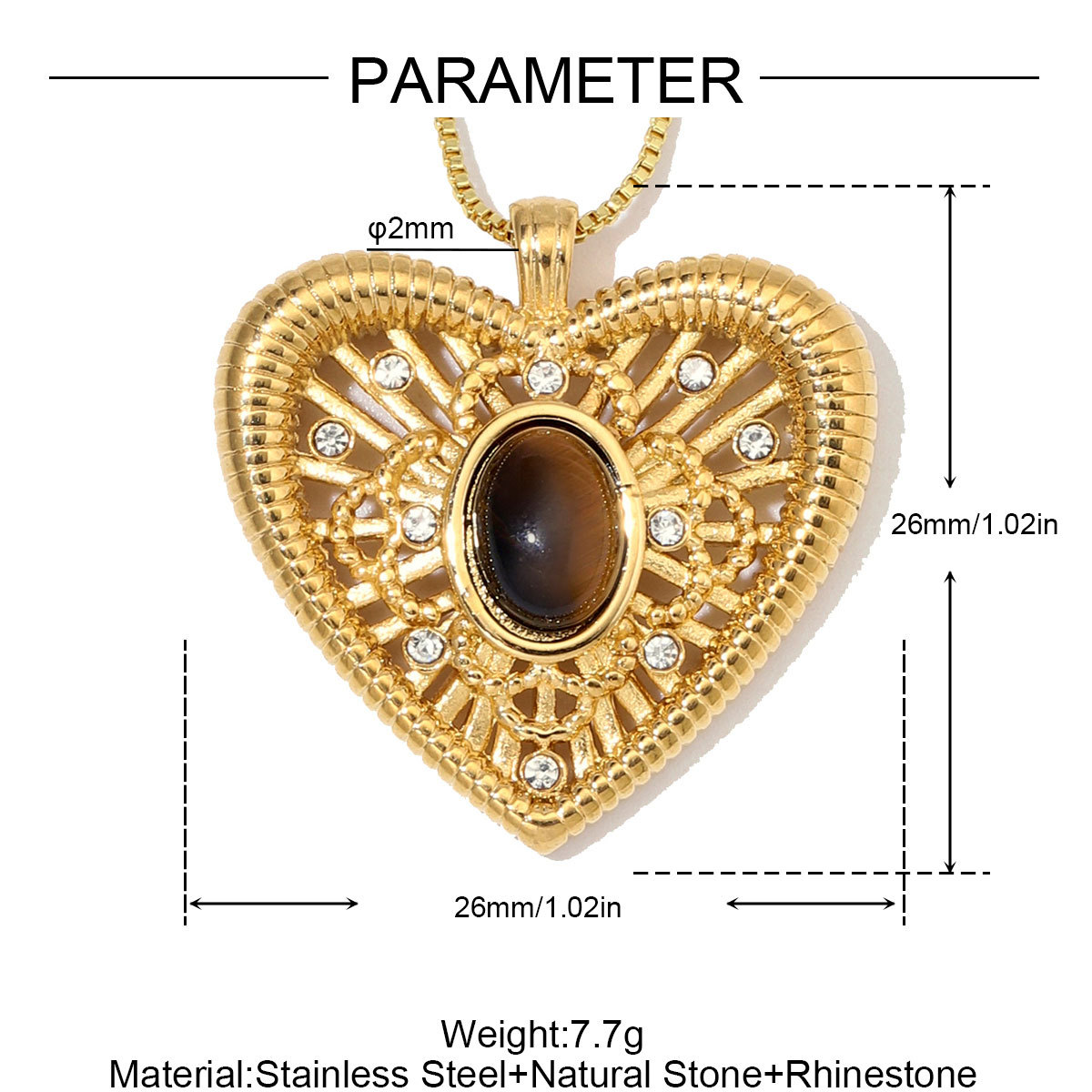 6pcs/Lot Stainless Steel Shell Waterdrop DIY Charms Natural Stone Heart Flower Suqare Necklace Pendant Woman Two Tone Conch Jewelry