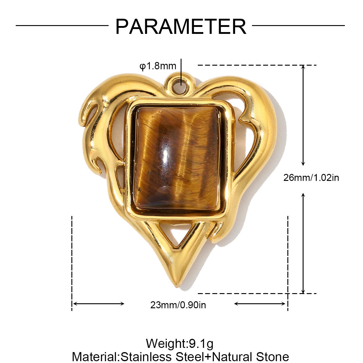 6pcs/Lot Stainless Steel Shell Waterdrop DIY Charms Natural Stone Heart Flower Suqare Necklace Pendant Woman Two Tone Conch Jewelry