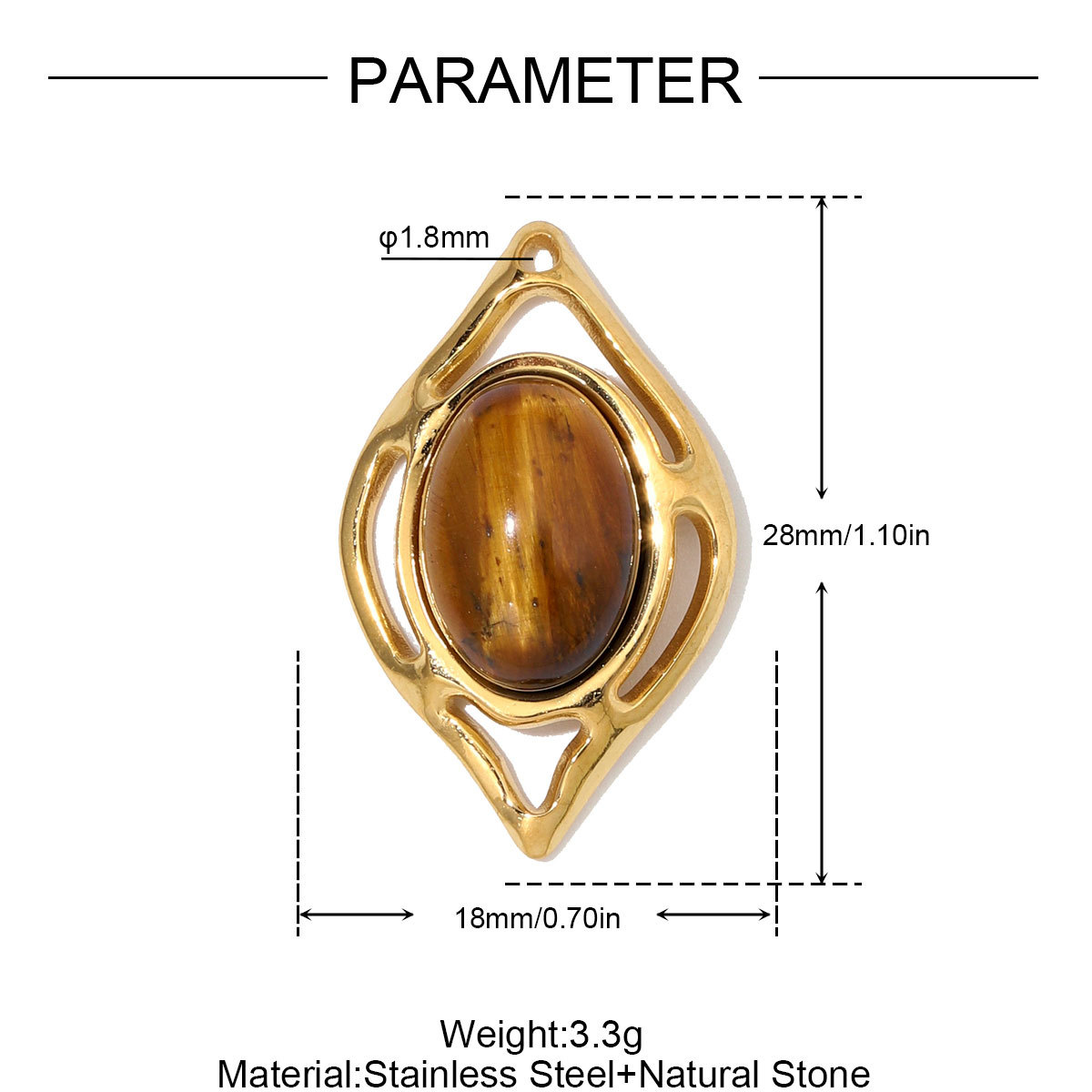 6pcs/Lot Stainless Steel Shell Waterdrop DIY Charms Natural Stone Heart Flower Suqare Necklace Pendant Woman Two Tone Conch Jewelry