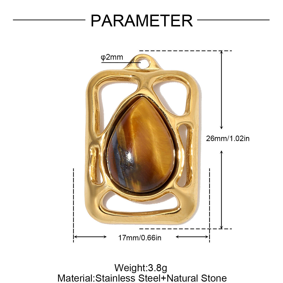 6pcs/Lot Stainless Steel Shell Waterdrop DIY Charms Natural Stone Heart Flower Suqare Necklace Pendant Woman Two Tone Conch Jewelry