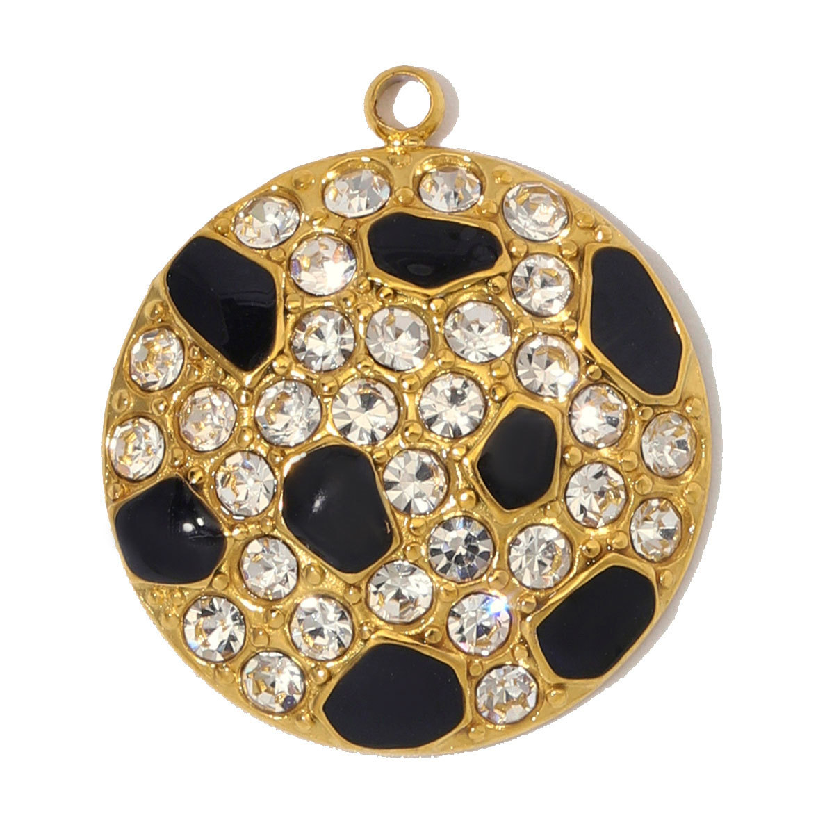 6pcs/Lot Stainless Steel Rhinestone Enamel Disc Square Heart DIY Charms Crescent Moon Star Necklace Pendants Eye Jewelry Wholesale