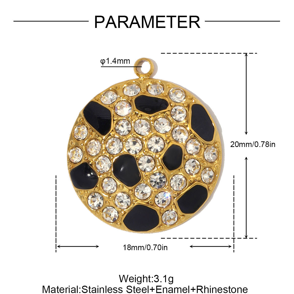 6pcs/Lot Stainless Steel Rhinestone Enamel Disc Square Heart DIY Charms Crescent Moon Star Necklace Pendants Eye Jewelry Wholesale