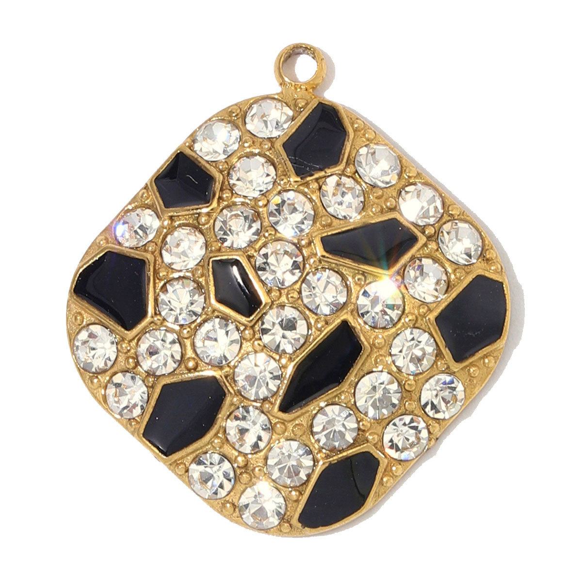 6pcs/Lot Stainless Steel Rhinestone Enamel Disc Square Heart DIY Charms Crescent Moon Star Necklace Pendants Eye Jewelry Wholesale