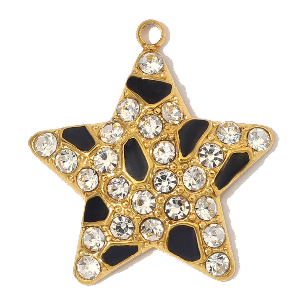 6pcs/Lot Stainless Steel Rhinestone Enamel Disc Square Heart DIY Charms Crescent Moon Star Necklace Pendants Eye Jewelry Wholesale