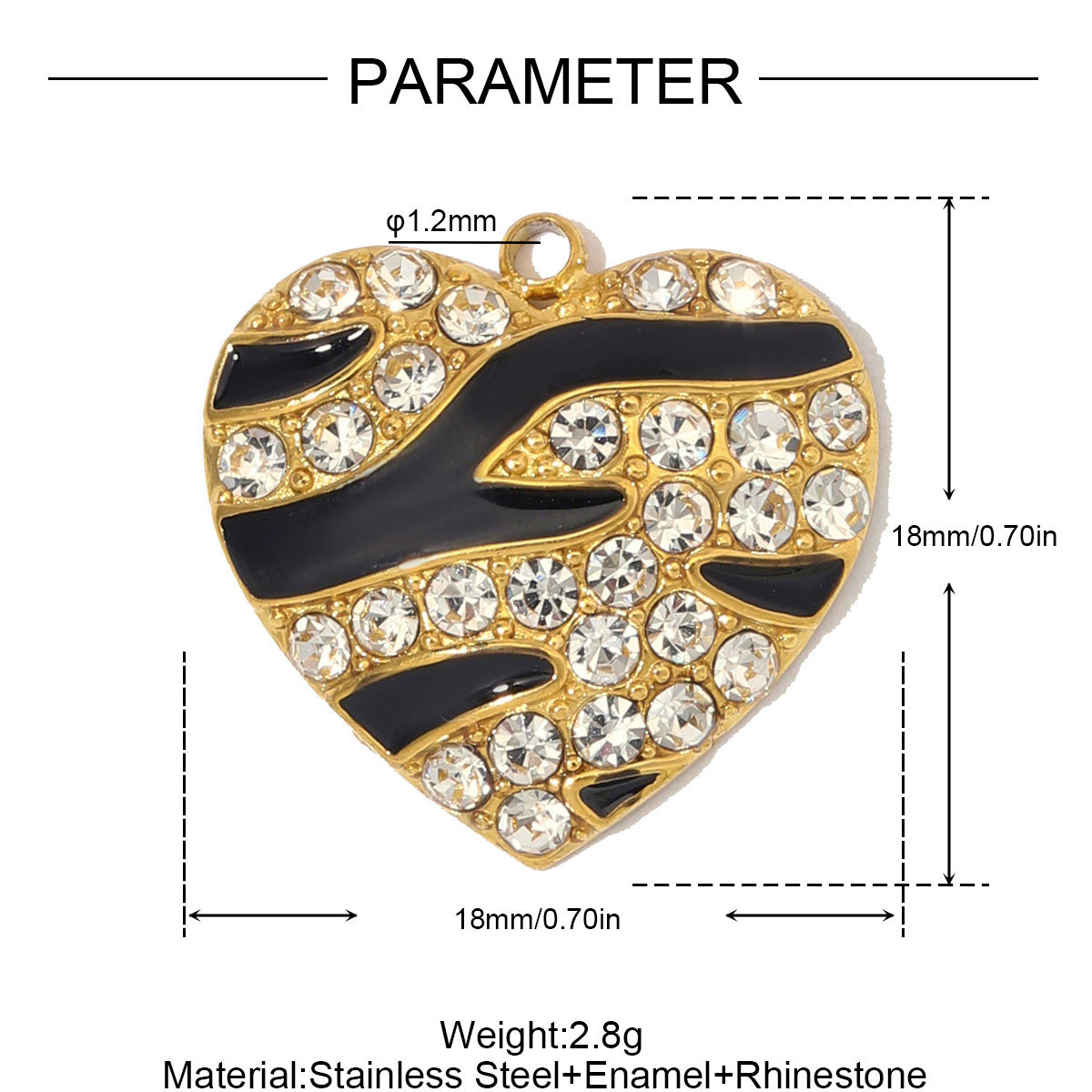 6pcs/Lot Stainless Steel Rhinestone Enamel Disc Square Heart DIY Charms Crescent Moon Star Necklace Pendants Eye Jewelry Wholesale