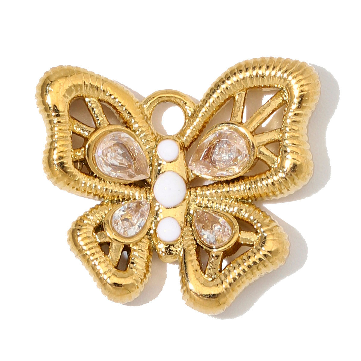 6pcs/Lot Stainless Steel Zircon Butterfly Clover DIY Earring Charms Enamel Oval Necklace Pendants Woman Rhinestone Jewelry Wholesale