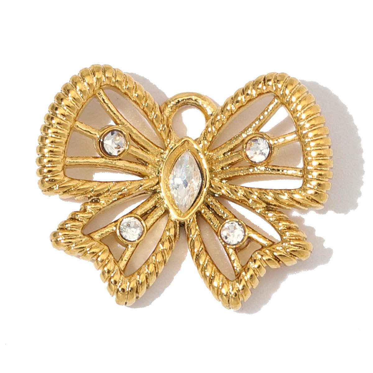 6pcs/Lot Stainless Steel Zircon Butterfly Clover DIY Earring Charms Enamel Oval Necklace Pendants Woman Rhinestone Jewelry Wholesale