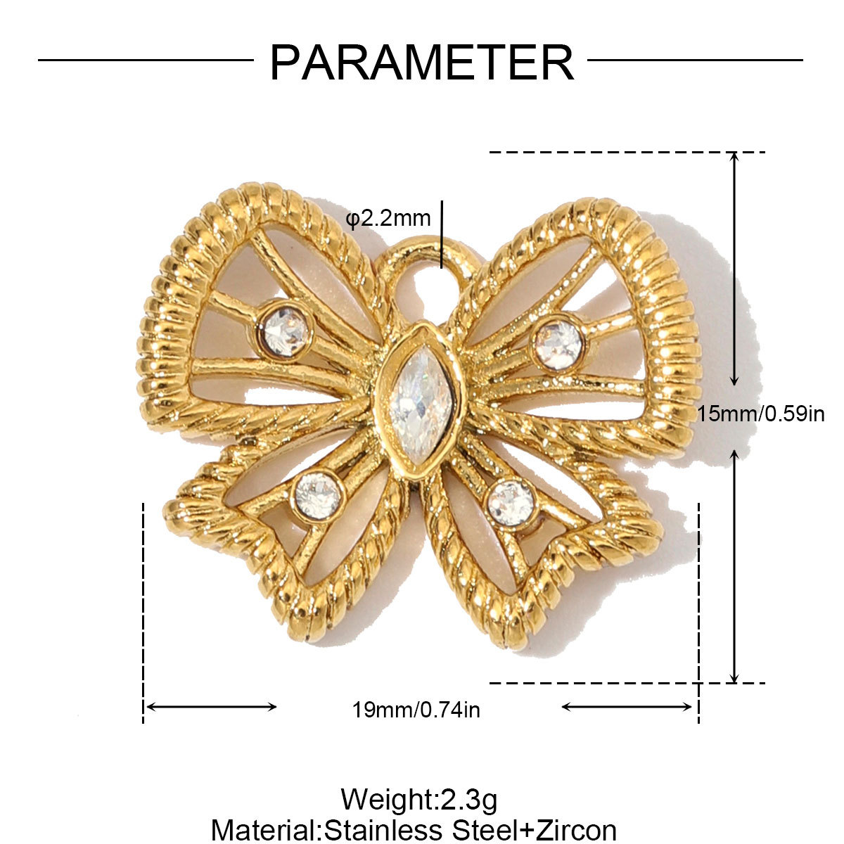 6pcs/Lot Stainless Steel Zircon Butterfly Clover DIY Earring Charms Enamel Oval Necklace Pendants Woman Rhinestone Jewelry Wholesale