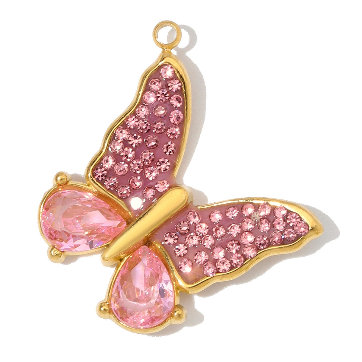 6pcs/Lot Stainless Steel Zircon Butterfly Clover DIY Earring Charms Enamel Oval Necklace Pendants Woman Rhinestone Jewelry Wholesale