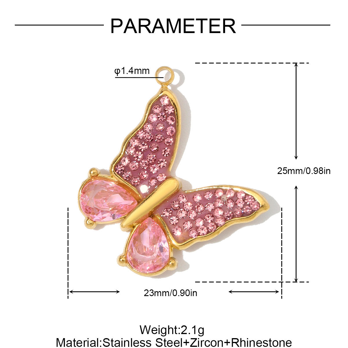 6pcs/Lot Stainless Steel Zircon Butterfly Clover DIY Earring Charms Enamel Oval Necklace Pendants Woman Rhinestone Jewelry Wholesale