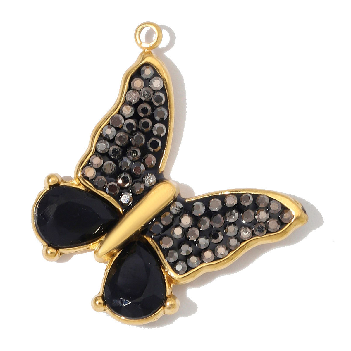 6pcs/Lot Stainless Steel Zircon Butterfly Clover DIY Earring Charms Enamel Oval Necklace Pendants Woman Rhinestone Jewelry Wholesale