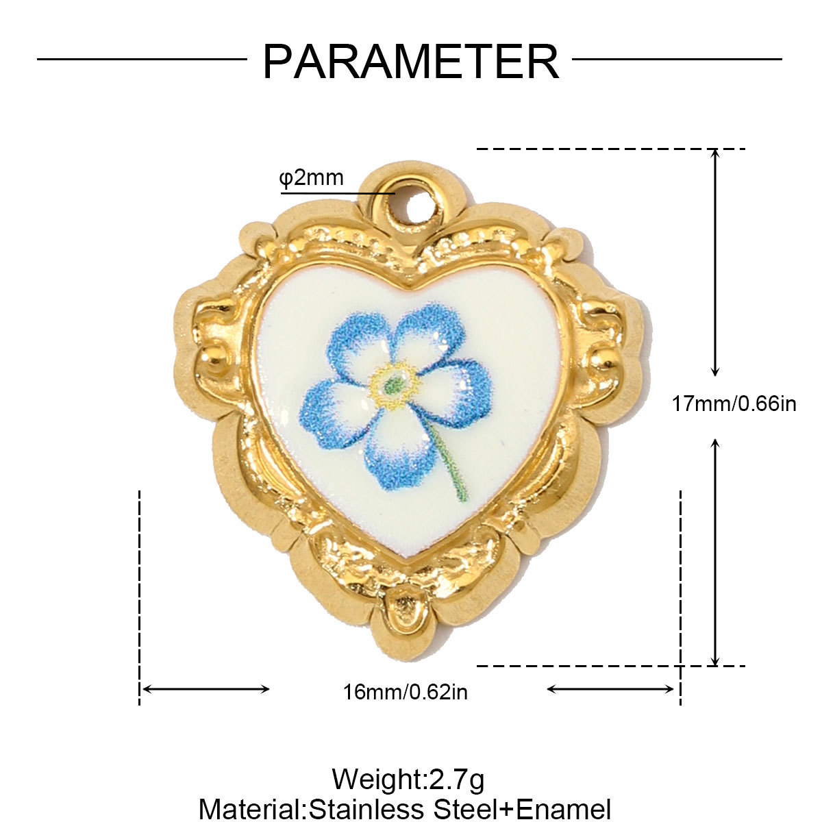 6pcs/Lot Stainless Steel Enamel Daisy Sunflower DIY Bracelet Charms Glass Stone Oval Necklace Pendants  Heart Flower Jewelry Wholesale