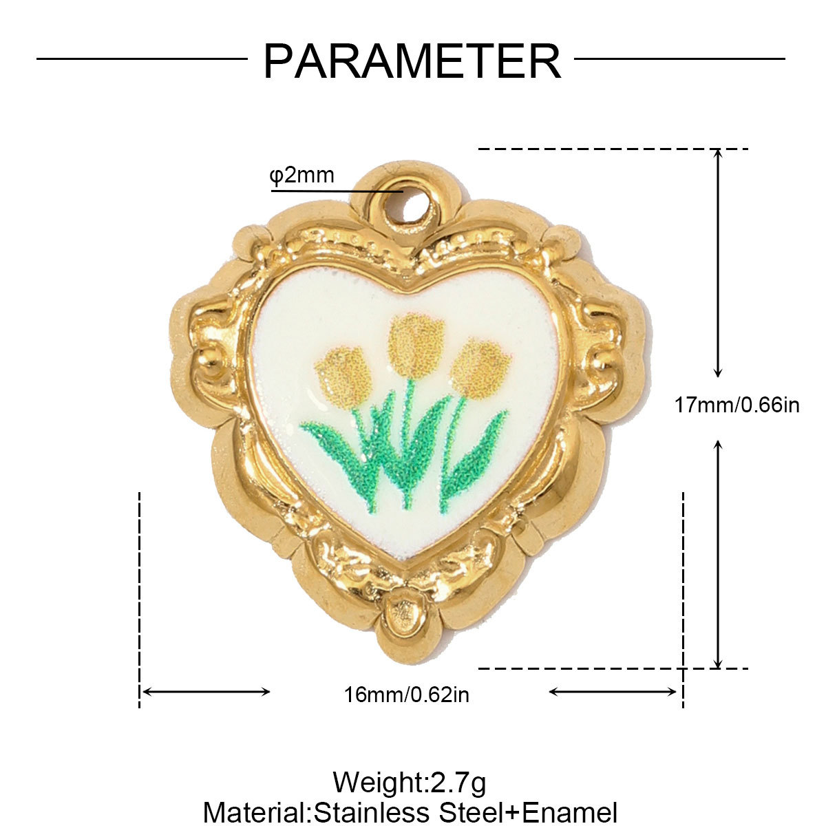 6pcs/Lot Stainless Steel Enamel Daisy Sunflower DIY Bracelet Charms Glass Stone Oval Necklace Pendants  Heart Flower Jewelry Wholesale