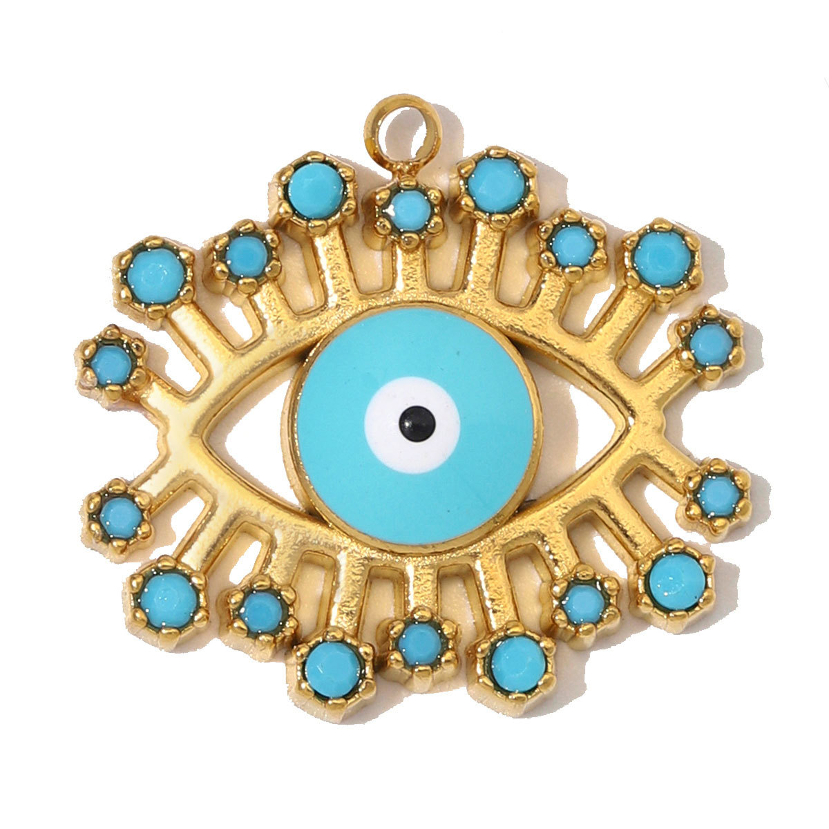 6pcs/Lot Stainless Steel Enamel Life Tree DIY Charms Zircon Horseshoe Evil Eye Necklace Pendants Woman Heart Clover Jewelry Wholesale
