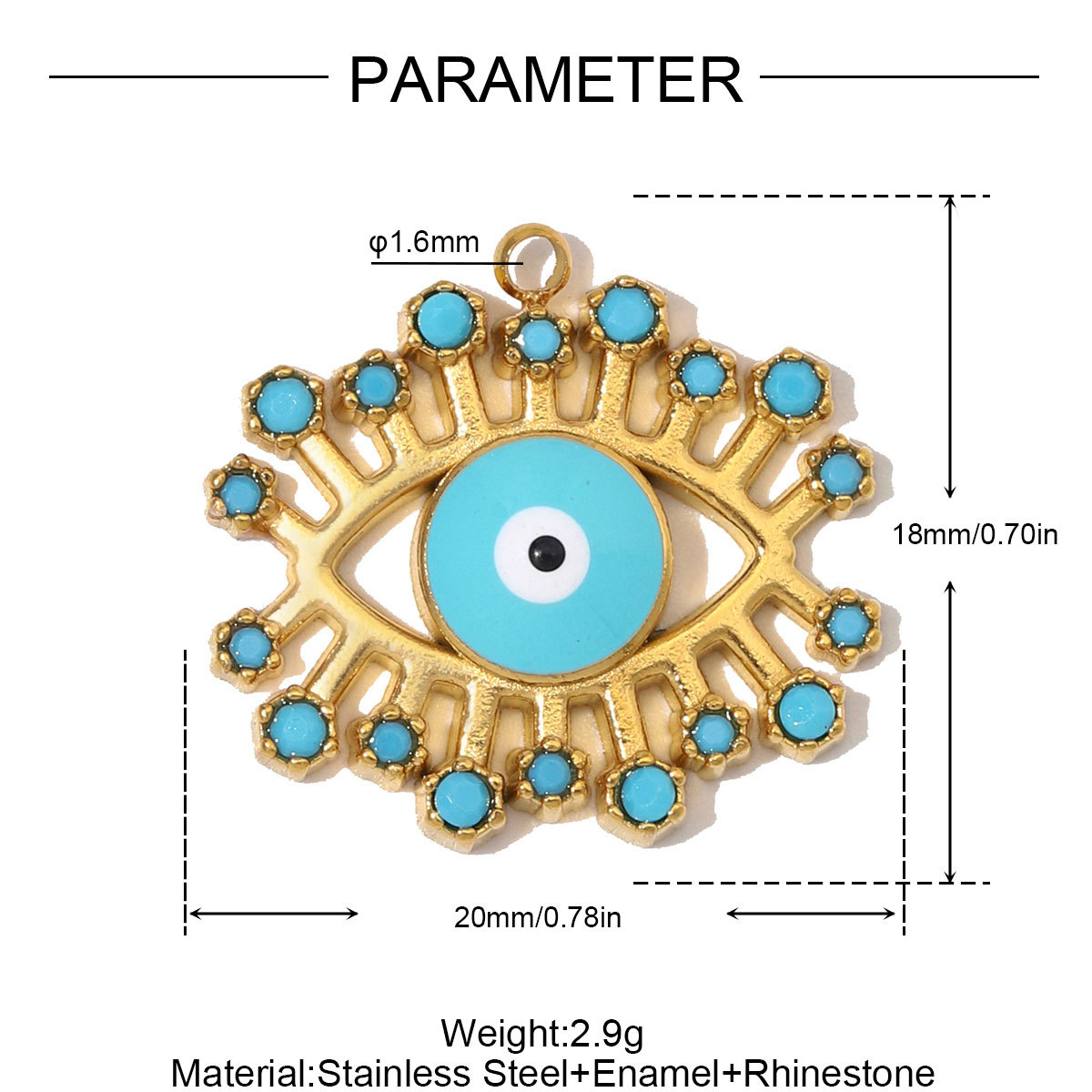 6pcs/Lot Stainless Steel Enamel Life Tree DIY Charms Zircon Horseshoe Evil Eye Necklace Pendants Woman Heart Clover Jewelry Wholesale