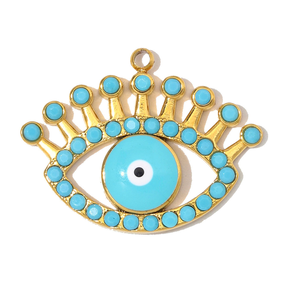 6pcs/Lot Stainless Steel Enamel Life Tree DIY Charms Zircon Horseshoe Evil Eye Necklace Pendants Woman Heart Clover Jewelry Wholesale
