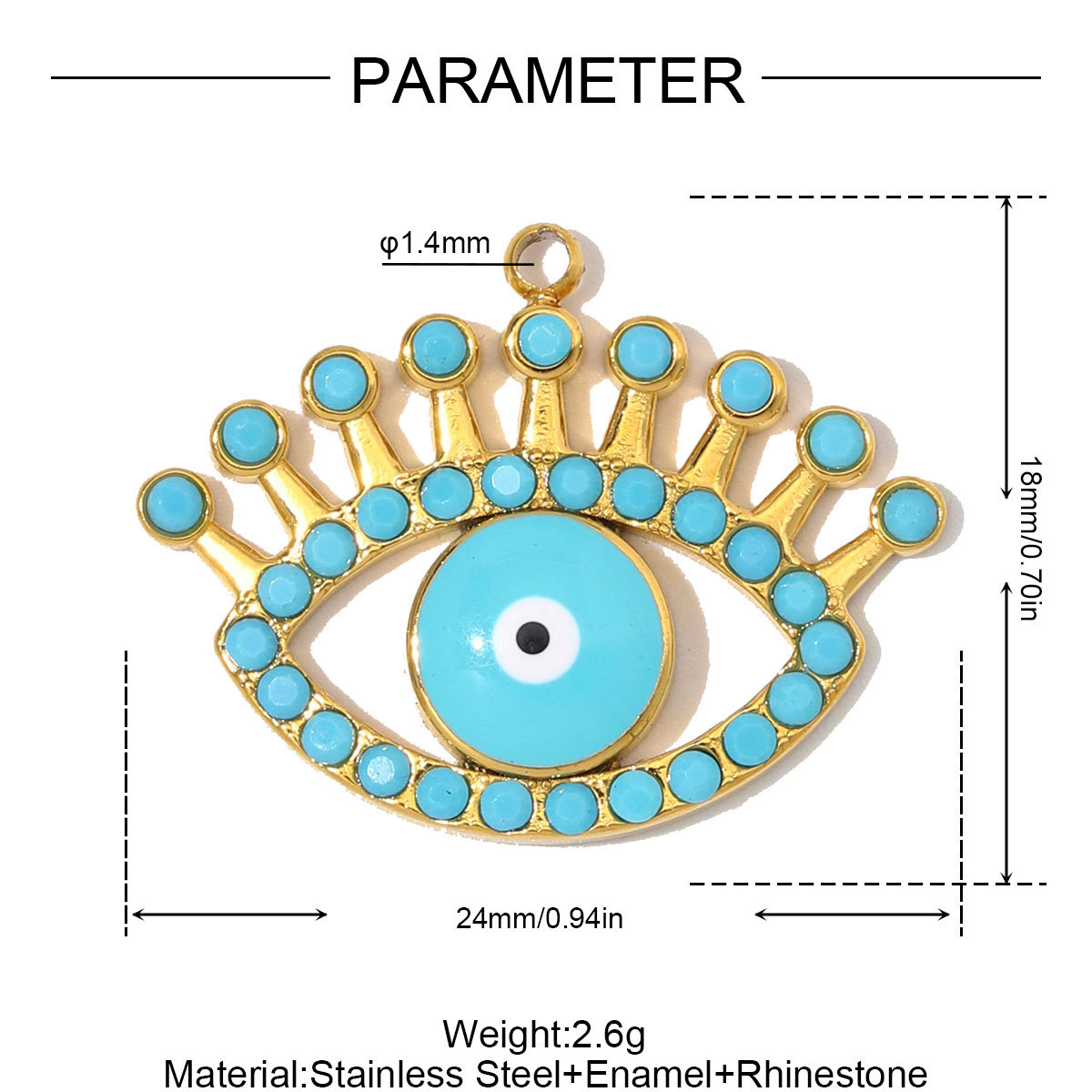 6pcs/Lot Stainless Steel Enamel Life Tree DIY Charms Zircon Horseshoe Evil Eye Necklace Pendants Woman Heart Clover Jewelry Wholesale
