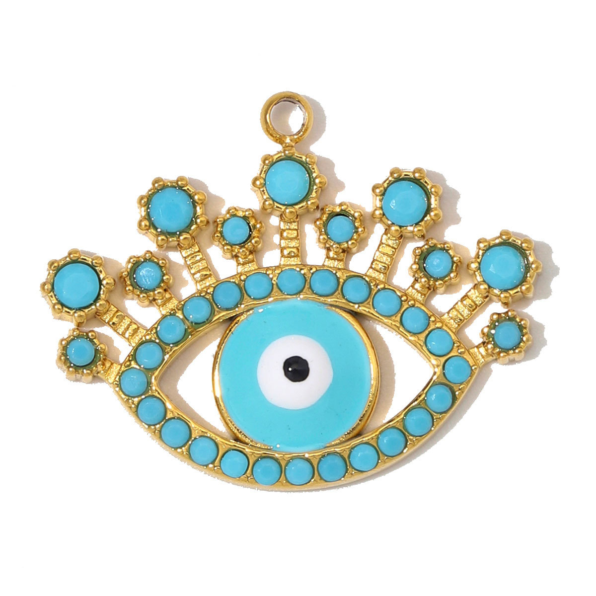 6pcs/Lot Stainless Steel Enamel Life Tree DIY Charms Zircon Horseshoe Evil Eye Necklace Pendants Woman Heart Clover Jewelry Wholesale