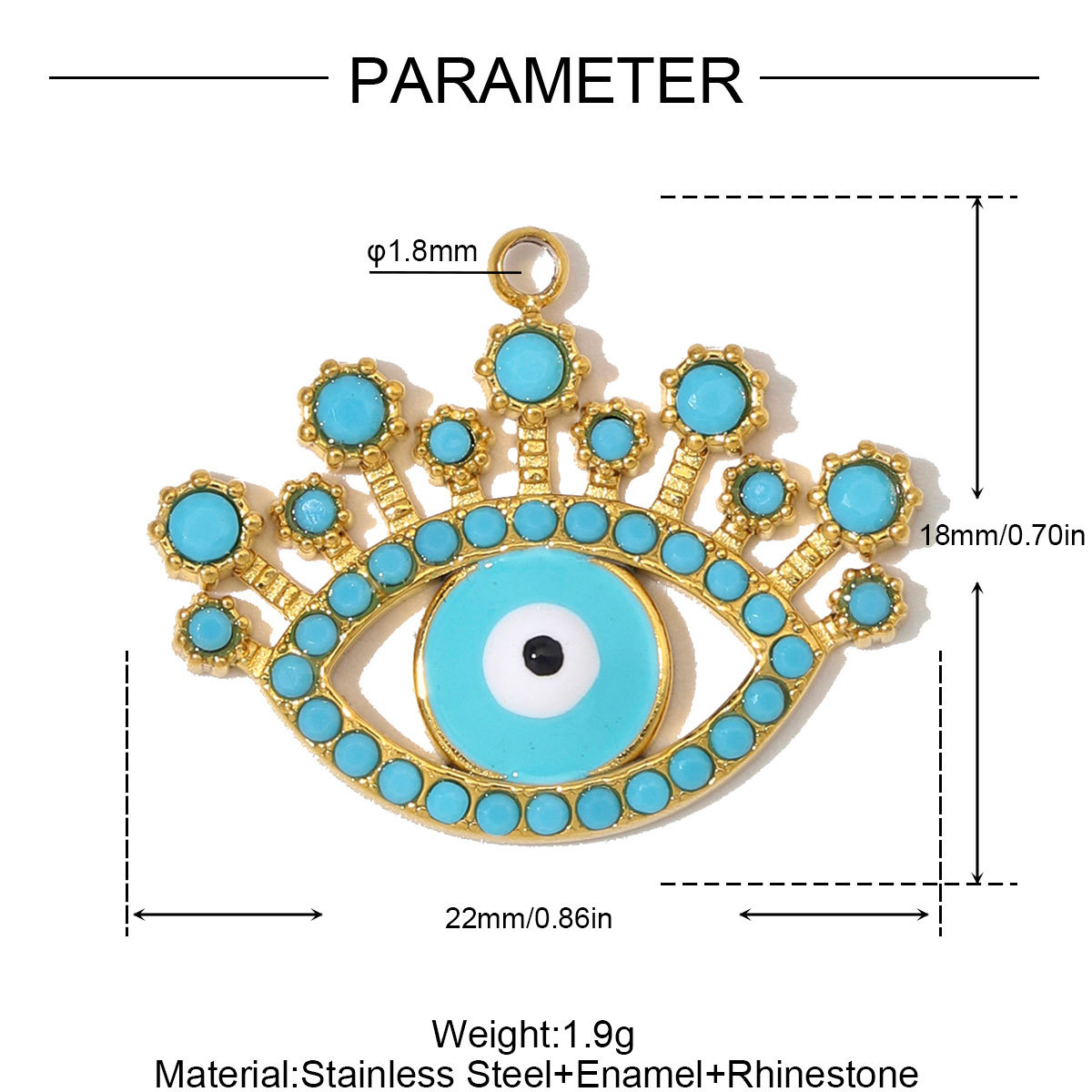 6pcs/Lot Stainless Steel Enamel Life Tree DIY Charms Zircon Horseshoe Evil Eye Necklace Pendants Woman Heart Clover Jewelry Wholesale