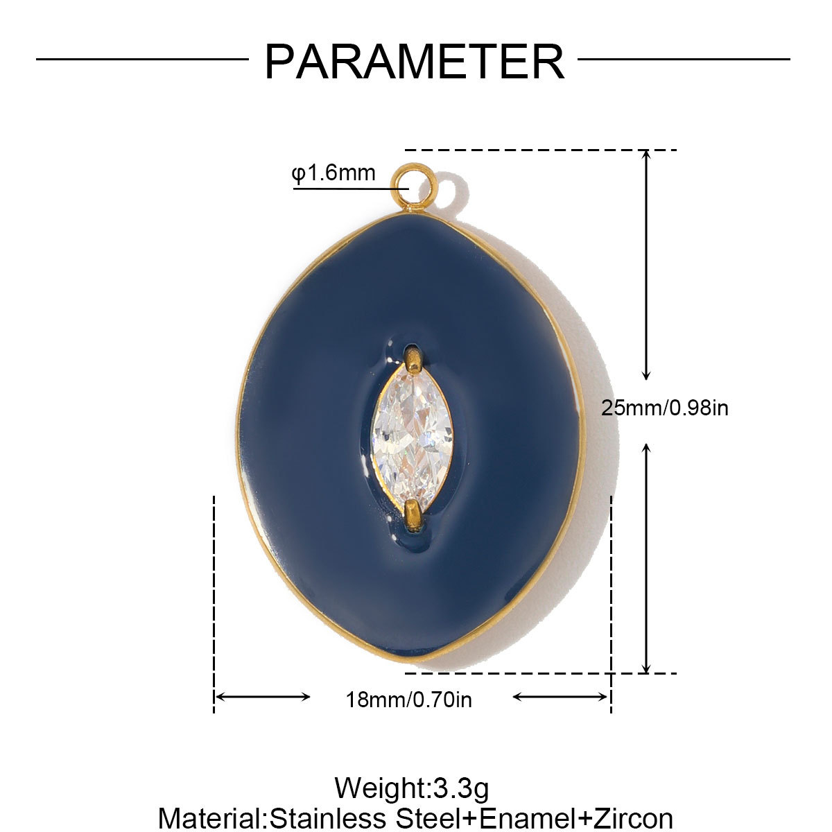 6pcs/Lot Stainless Steel Enamel Life Tree DIY Charms Zircon Horseshoe Evil Eye Necklace Pendants Woman Heart Clover Jewelry Wholesale