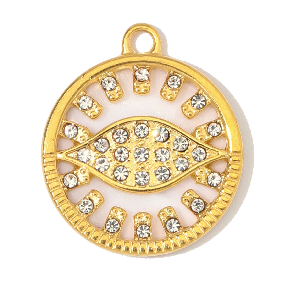 6pcs/Lot Stainless Steel Rhinestone Round Triangle Evil Eye DIY Charms Enamel Life Tree Necklace Pendants Woman Square Jewelry Wholesale