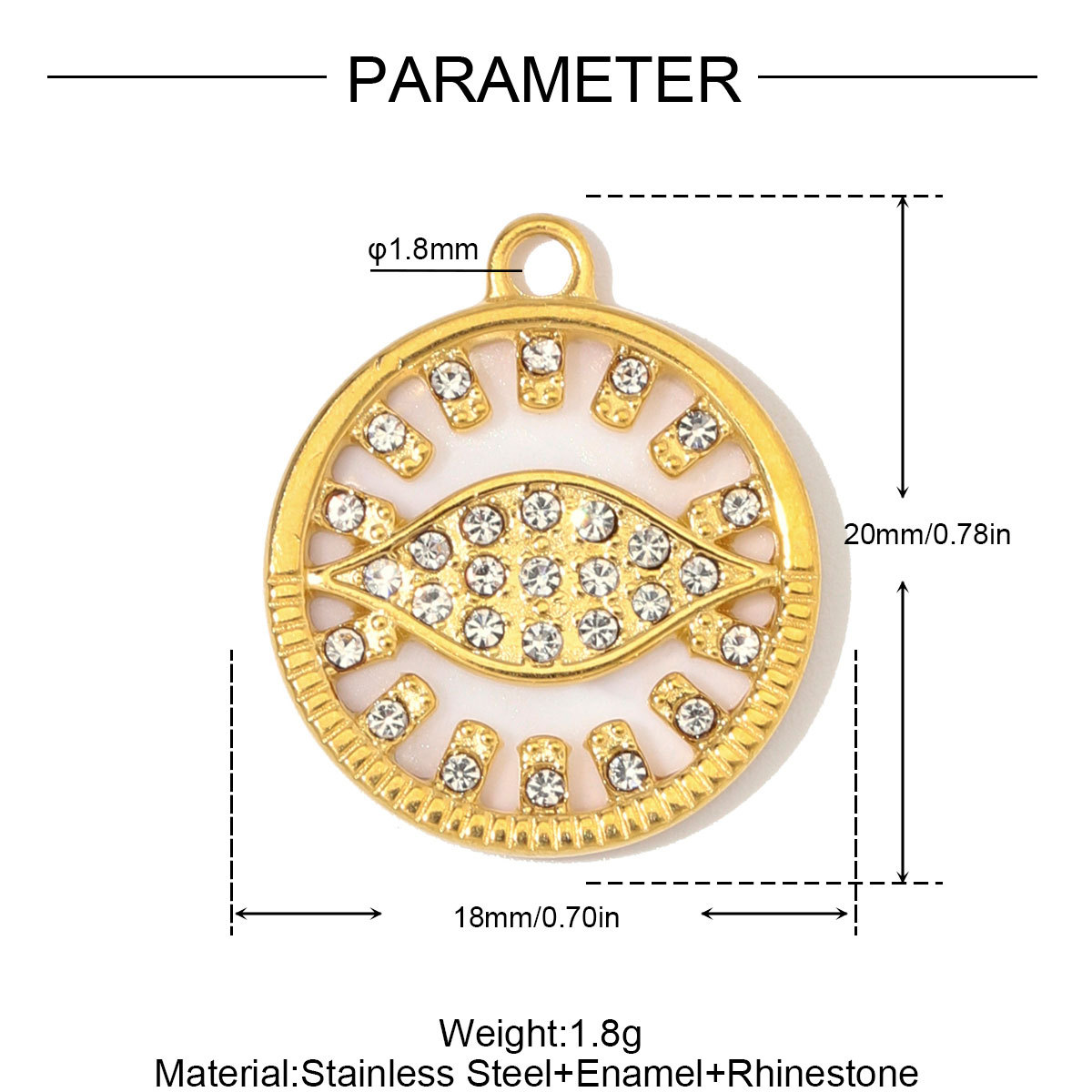 6pcs/Lot Stainless Steel Rhinestone Round Triangle Evil Eye DIY Charms Enamel Life Tree Necklace Pendants Woman Square Jewelry Wholesale