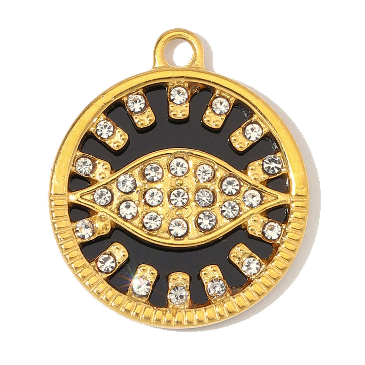 6pcs/Lot Stainless Steel Rhinestone Round Triangle Evil Eye DIY Charms Enamel Life Tree Necklace Pendants Woman Square Jewelry Wholesale