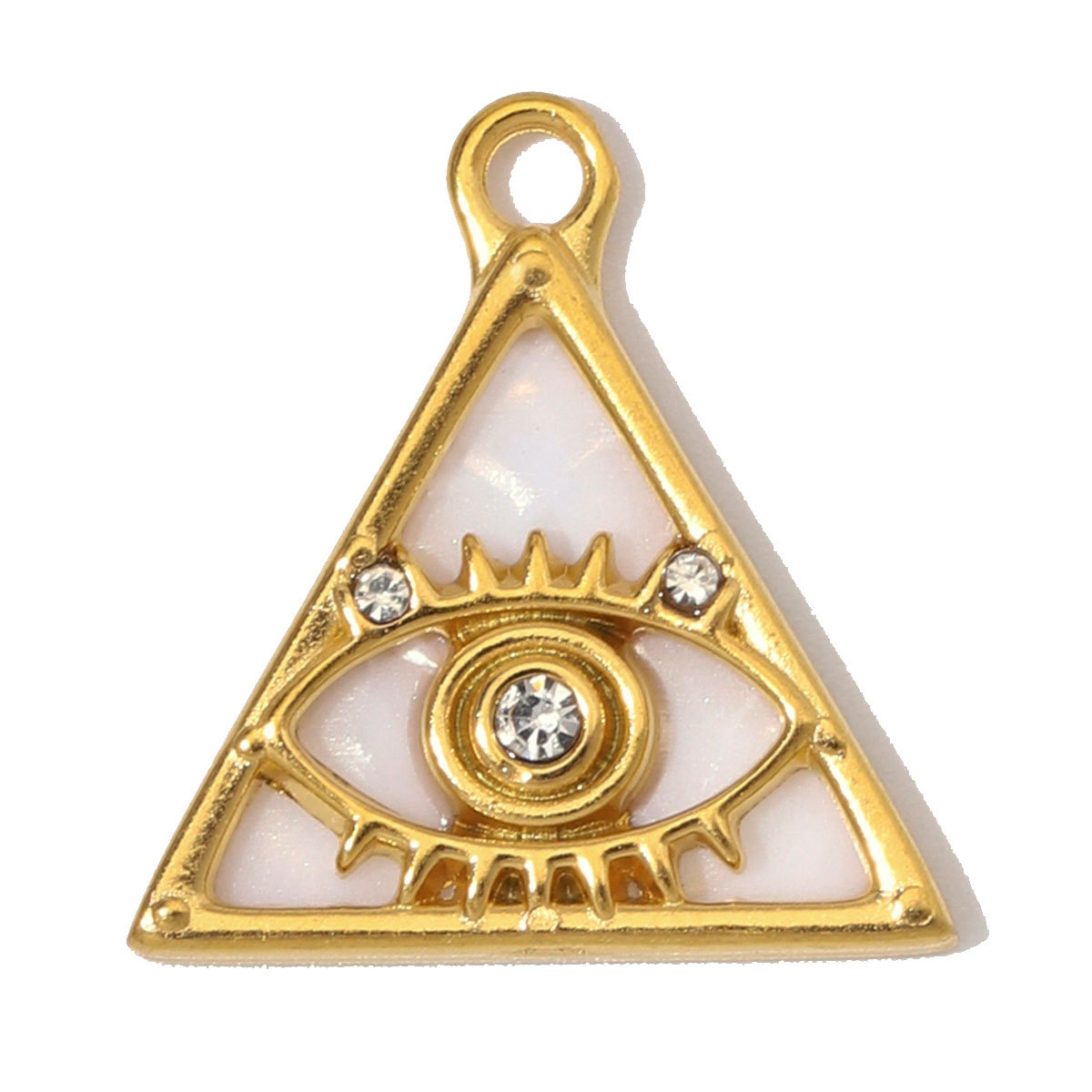 6pcs/Lot Stainless Steel Rhinestone Round Triangle Evil Eye DIY Charms Enamel Life Tree Necklace Pendants Woman Square Jewelry Wholesale