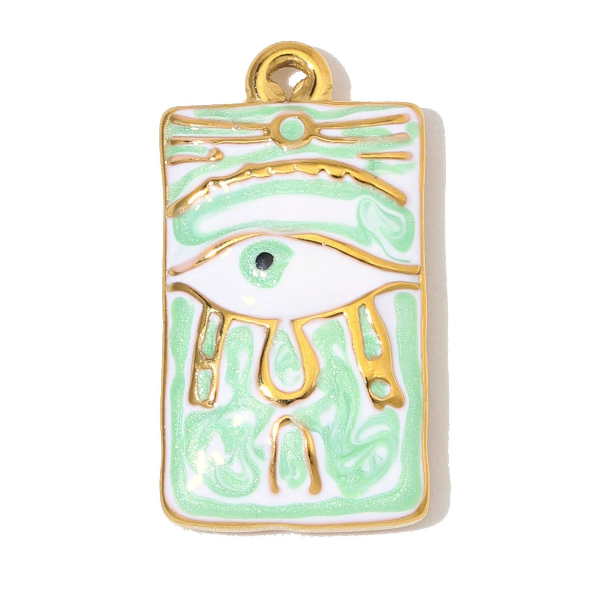 6pcs/Lot Stainless Steel Rhinestone Round Triangle Evil Eye DIY Charms Enamel Life Tree Necklace Pendants Woman Square Jewelry Wholesale