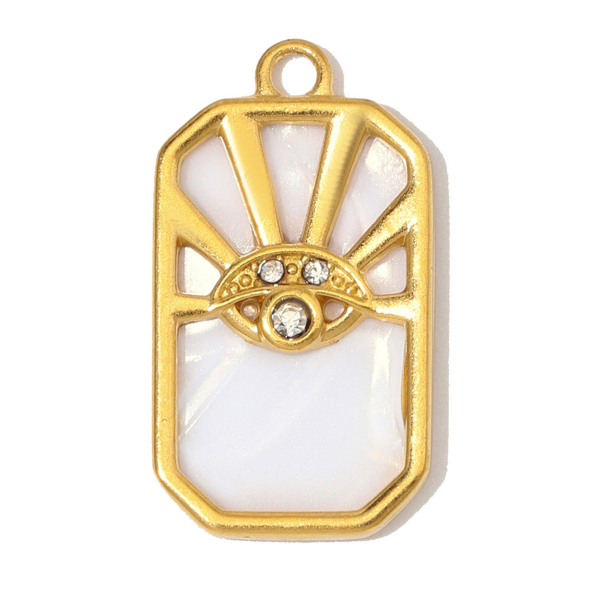 6pcs/Lot Stainless Steel Rhinestone Round Triangle Evil Eye DIY Charms Enamel Life Tree Necklace Pendants Woman Square Jewelry Wholesale