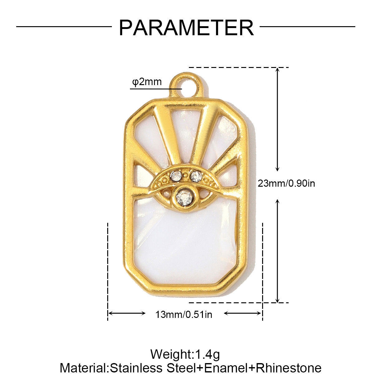 6pcs/Lot Stainless Steel Rhinestone Round Triangle Evil Eye DIY Charms Enamel Life Tree Necklace Pendants Woman Square Jewelry Wholesale