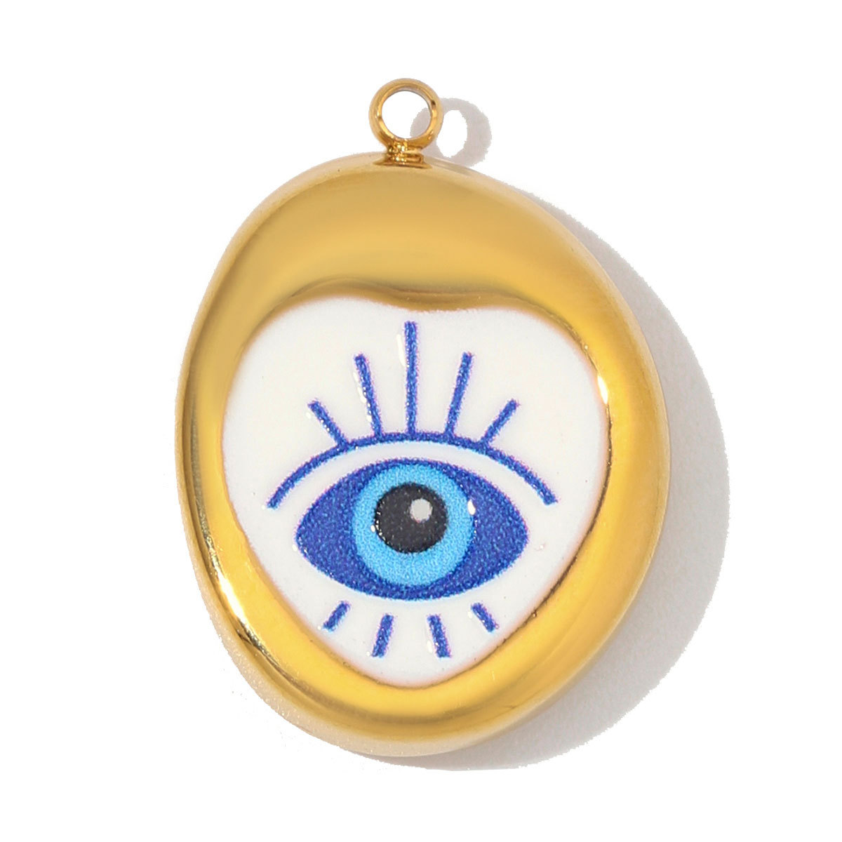 6pcs/Lot Stainless Steel Rhinestone Waterdrop Evil Eye DIY Earring Charms Enamel Geometric Necklace Pendants Woman Jewelry Wholesale