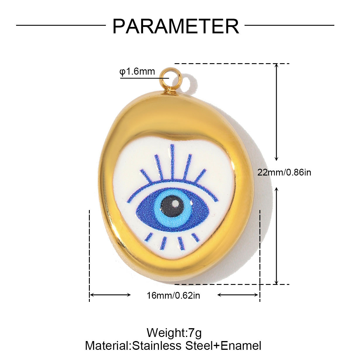 6pcs/Lot Stainless Steel Rhinestone Waterdrop Evil Eye DIY Earring Charms Enamel Geometric Necklace Pendants Woman Jewelry Wholesale