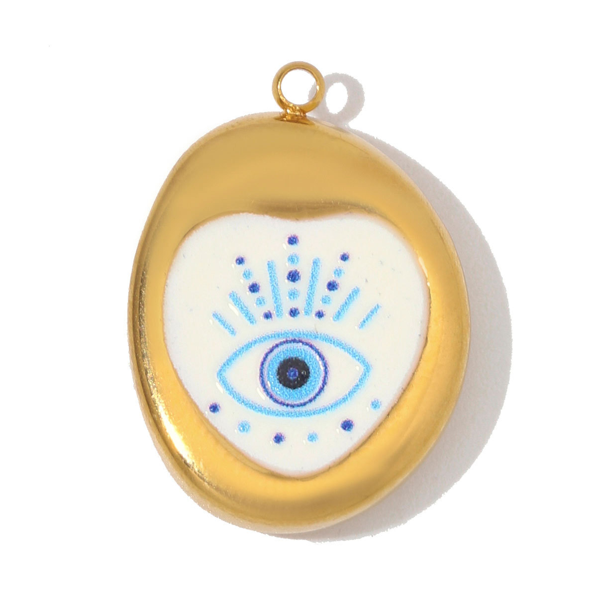 6pcs/Lot Stainless Steel Rhinestone Waterdrop Evil Eye DIY Earring Charms Enamel Geometric Necklace Pendants Woman Jewelry Wholesale