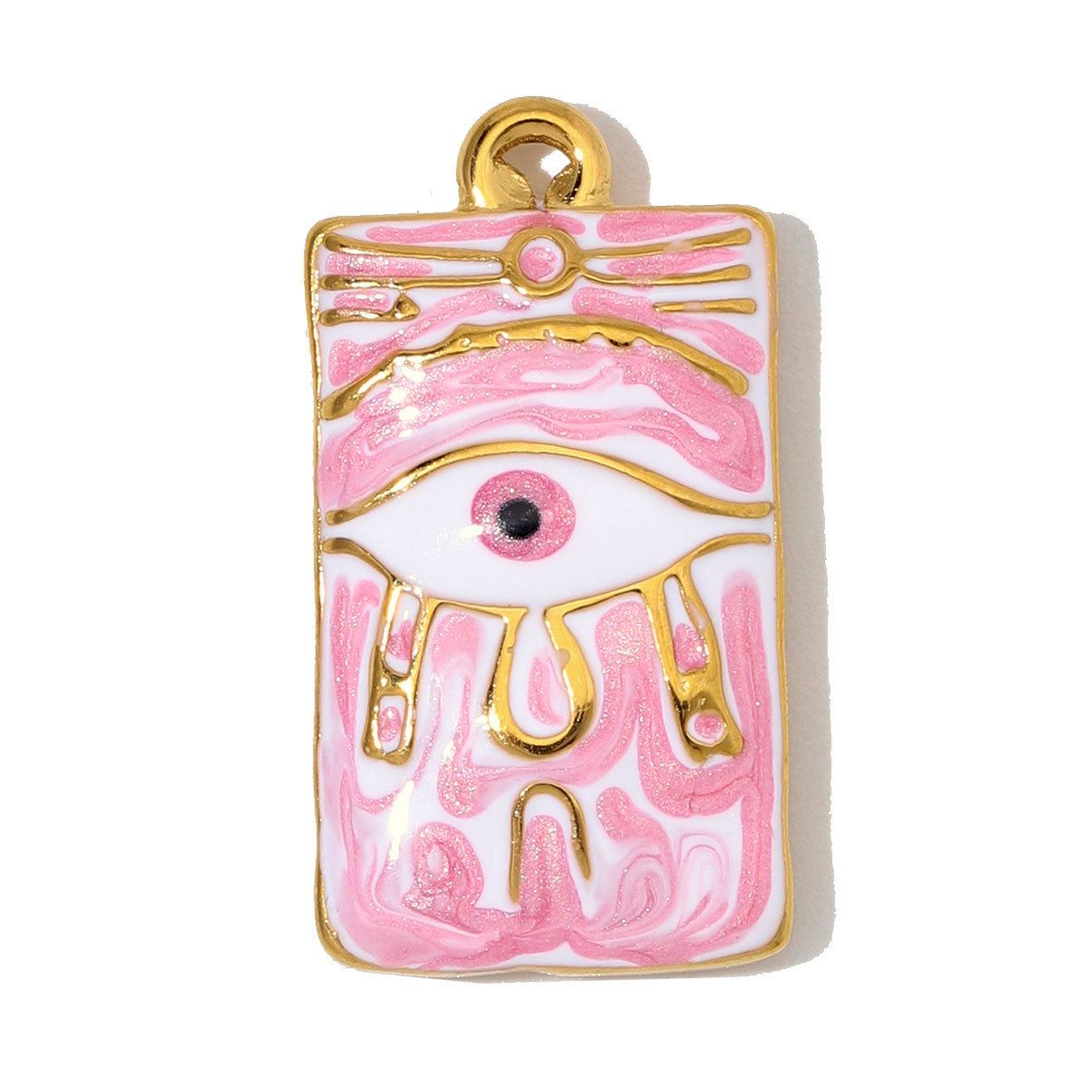 6pcs/Lot Stainless Steel Rhinestone Waterdrop Evil Eye DIY Earring Charms Enamel Geometric Necklace Pendants Woman Jewelry Wholesale