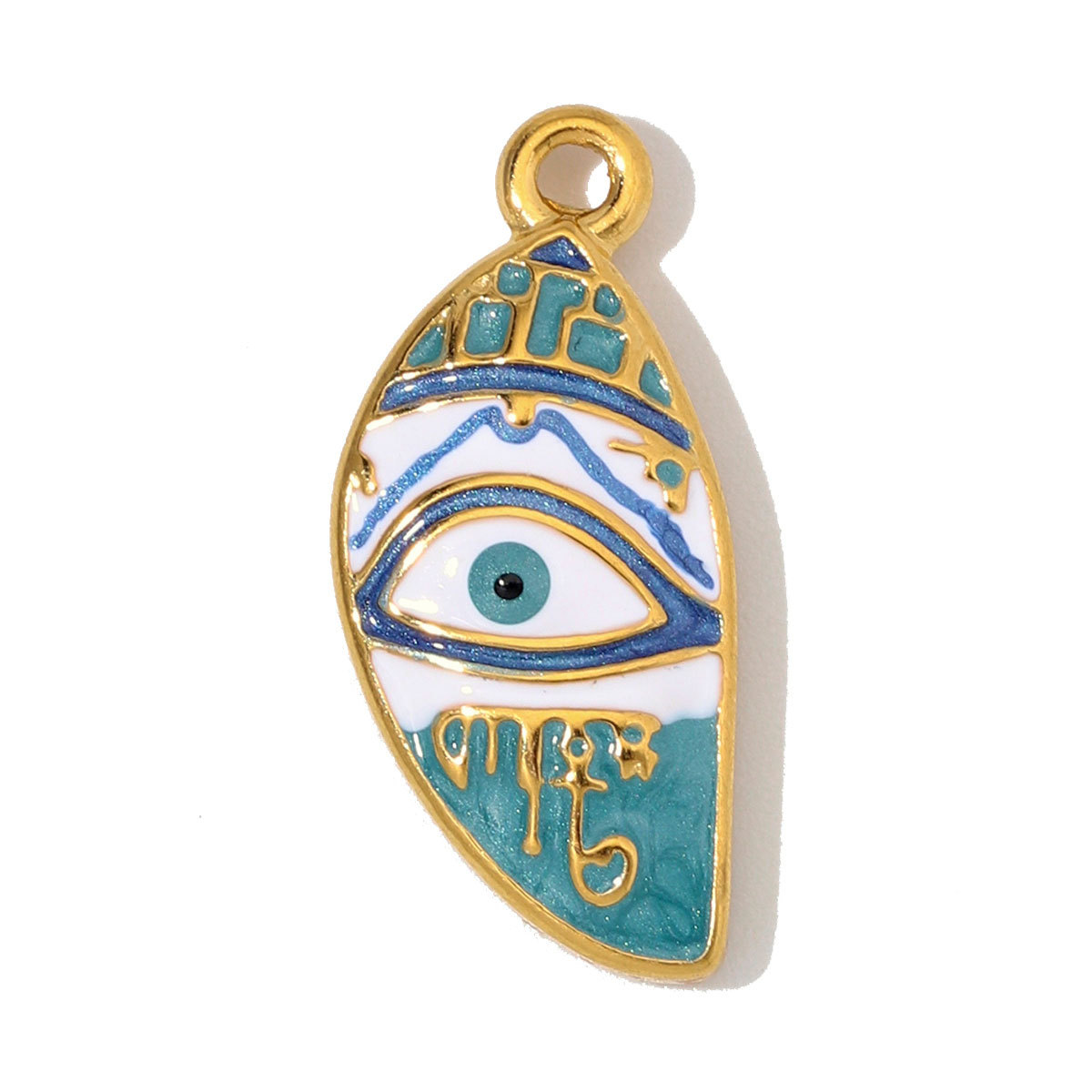 6pcs/Lot Stainless Steel Rhinestone Waterdrop Evil Eye DIY Earring Charms Enamel Geometric Necklace Pendants Woman Jewelry Wholesale