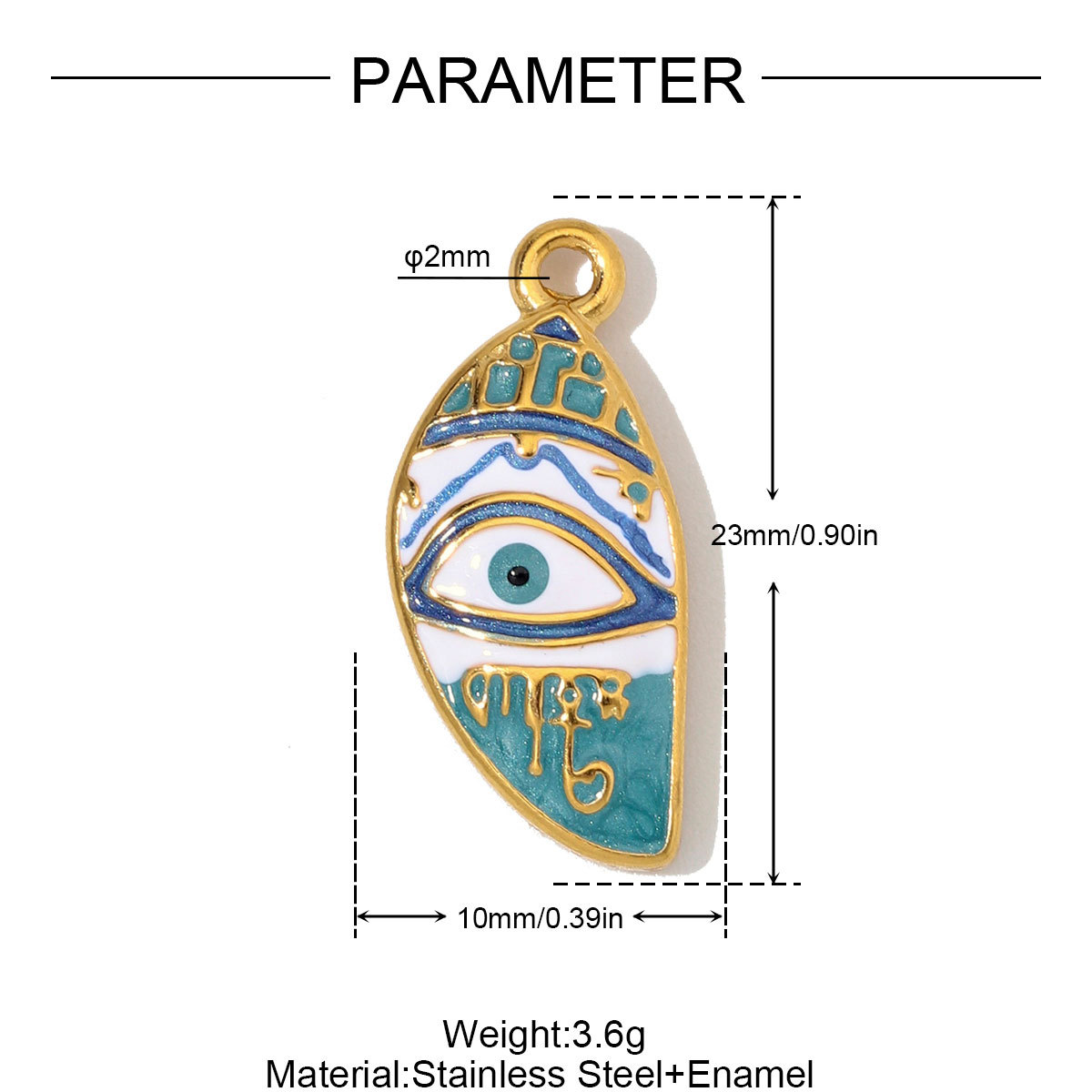 6pcs/Lot Stainless Steel Rhinestone Waterdrop Evil Eye DIY Earring Charms Enamel Geometric Necklace Pendants Woman Jewelry Wholesale