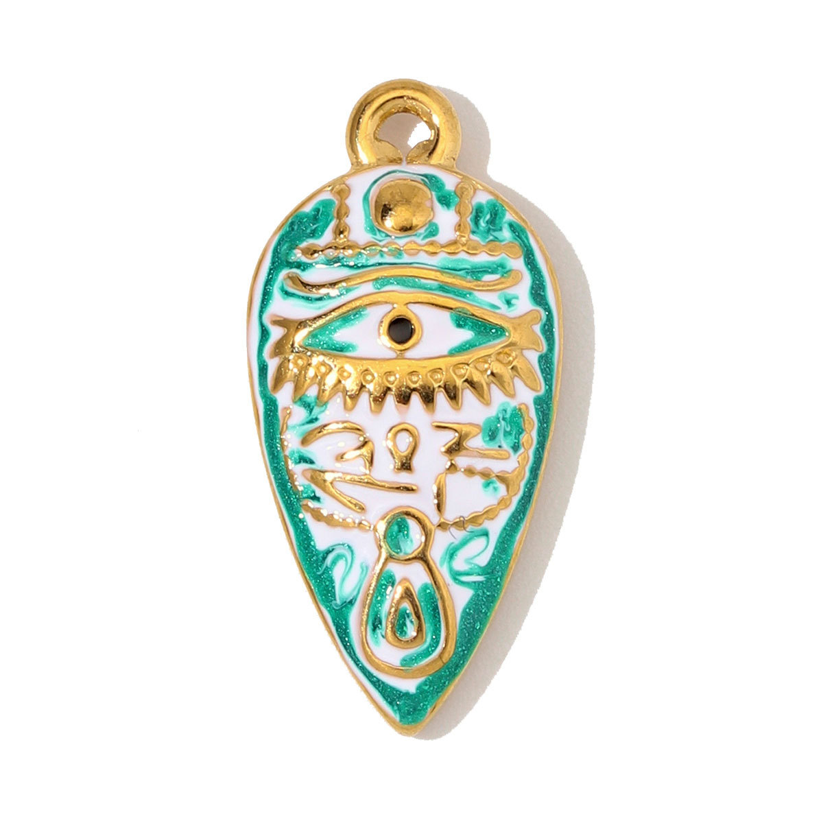 6pcs/Lot Stainless Steel Rhinestone Waterdrop Evil Eye DIY Earring Charms Enamel Geometric Necklace Pendants Woman Jewelry Wholesale