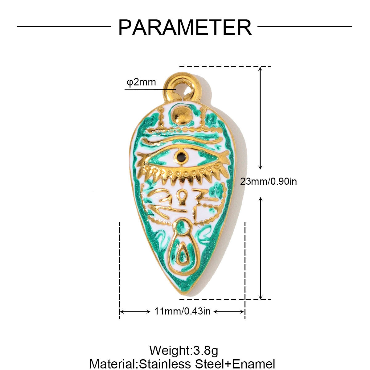 6pcs/Lot Stainless Steel Rhinestone Waterdrop Evil Eye DIY Earring Charms Enamel Geometric Necklace Pendants Woman Jewelry Wholesale
