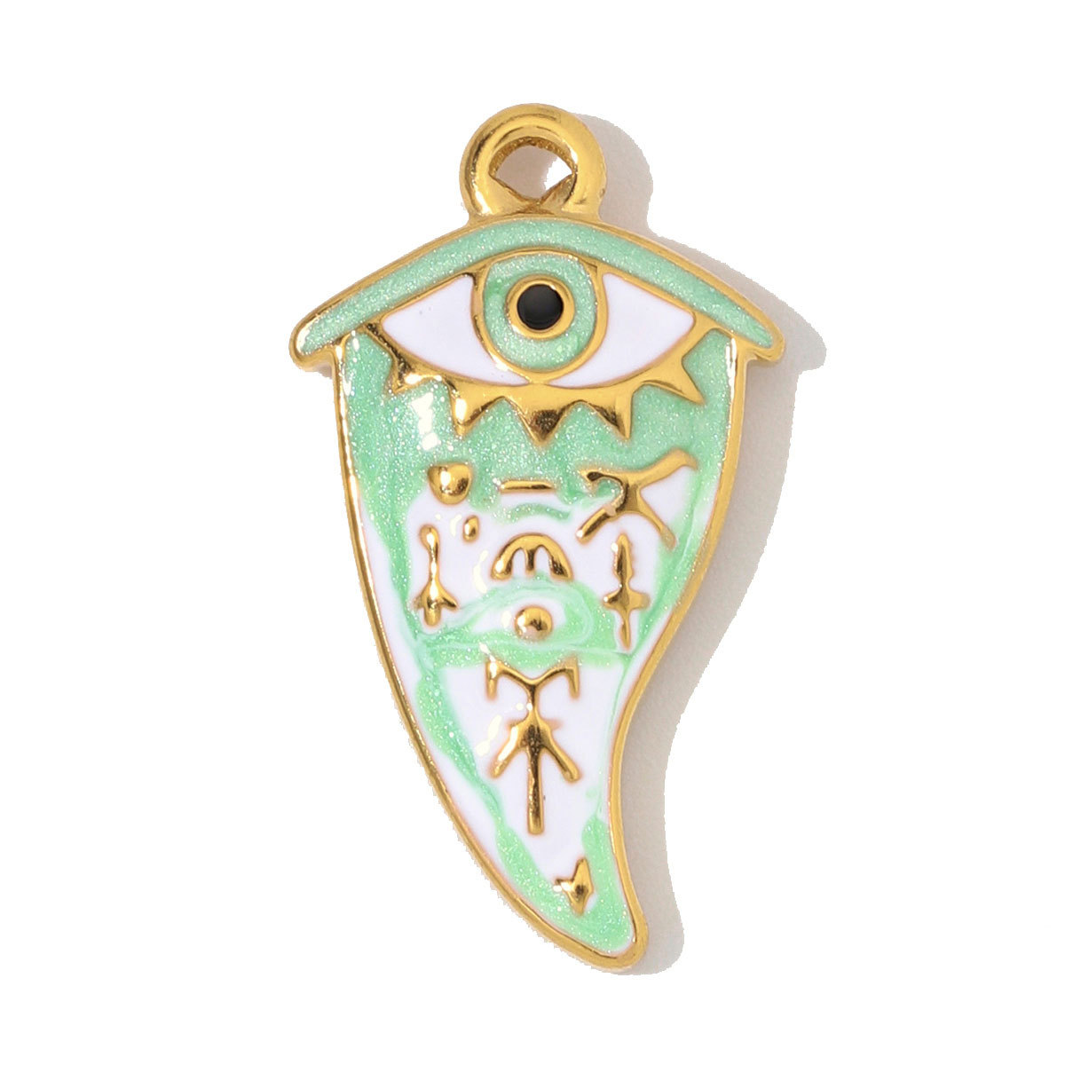 6pcs/Lot Stainless Steel Rhinestone Waterdrop Evil Eye DIY Earring Charms Enamel Geometric Necklace Pendants Woman Jewelry Wholesale