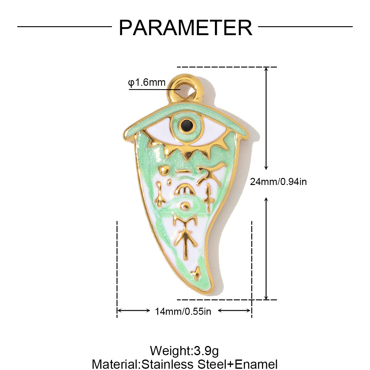 6pcs/Lot Stainless Steel Rhinestone Waterdrop Evil Eye DIY Earring Charms Enamel Geometric Necklace Pendants Woman Jewelry Wholesale