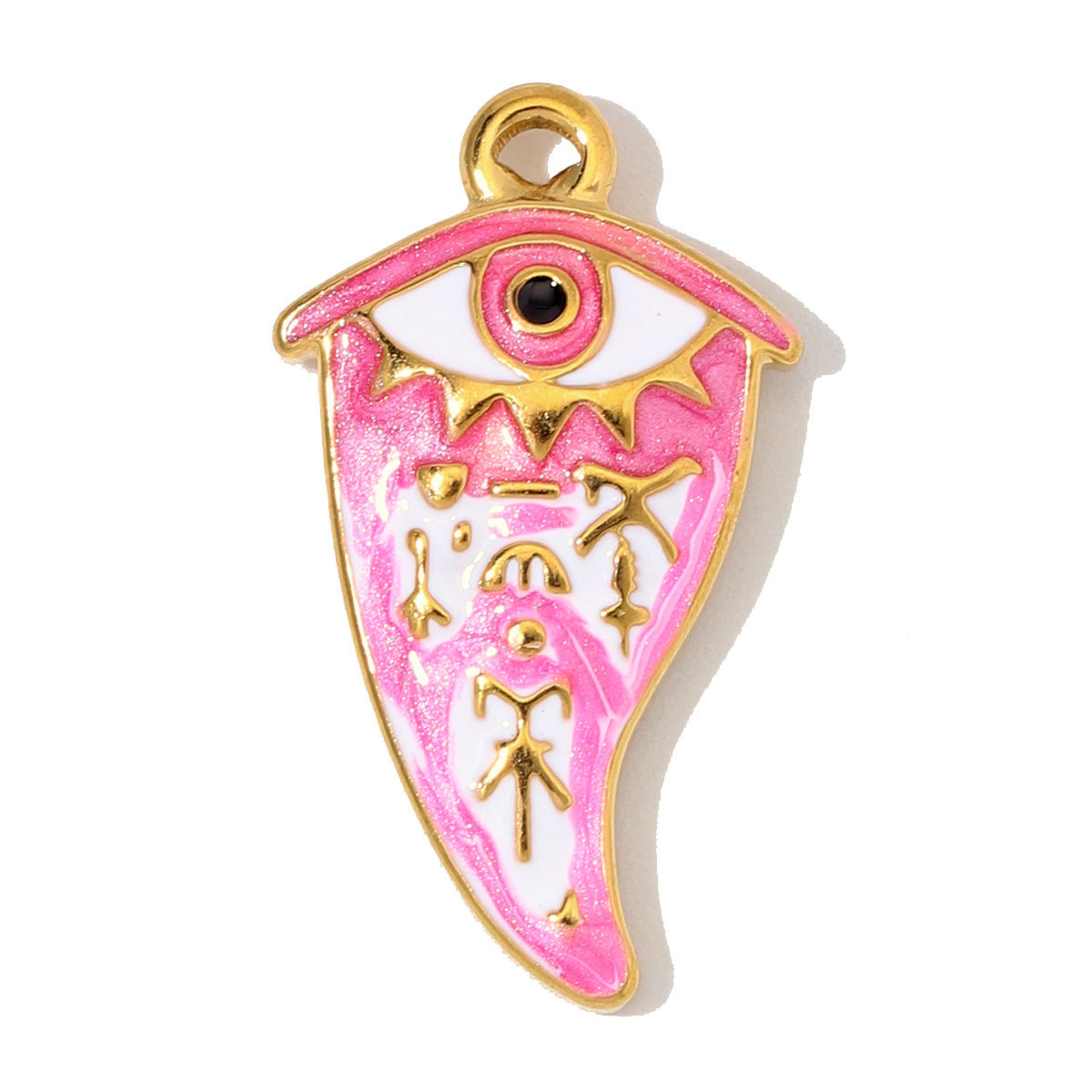 6pcs/Lot Stainless Steel Rhinestone Waterdrop Evil Eye DIY Earring Charms Enamel Geometric Necklace Pendants Woman Jewelry Wholesale