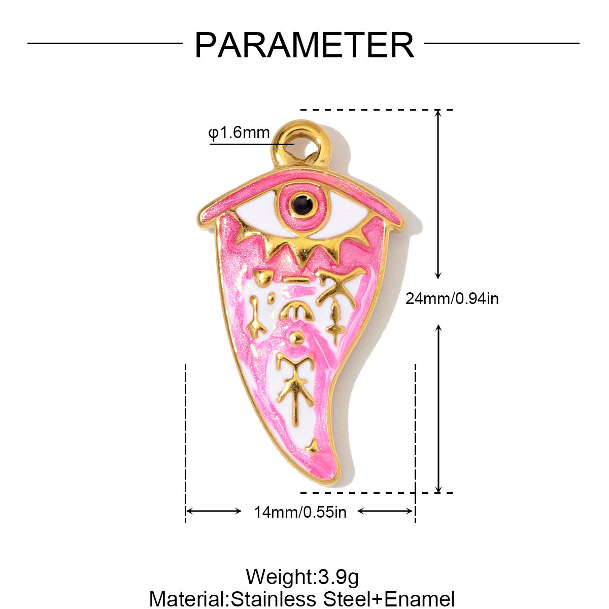 6pcs/Lot Stainless Steel Rhinestone Waterdrop Evil Eye DIY Earring Charms Enamel Geometric Necklace Pendants Woman Jewelry Wholesale